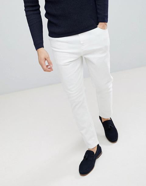 Asos Design - Jeans Stretti In Fondo Bianchi - Bianco