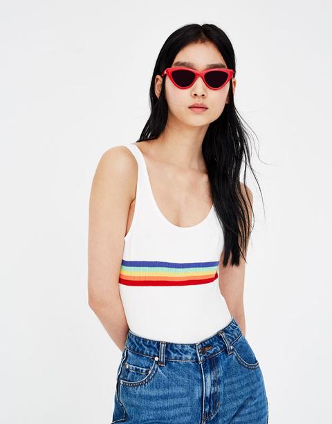 Strappy Bodysuit With A Rainbow Panel