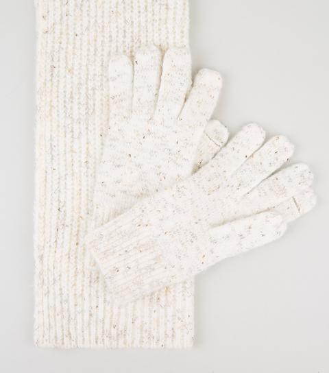 Cream Scarf And Gloves Set New Look