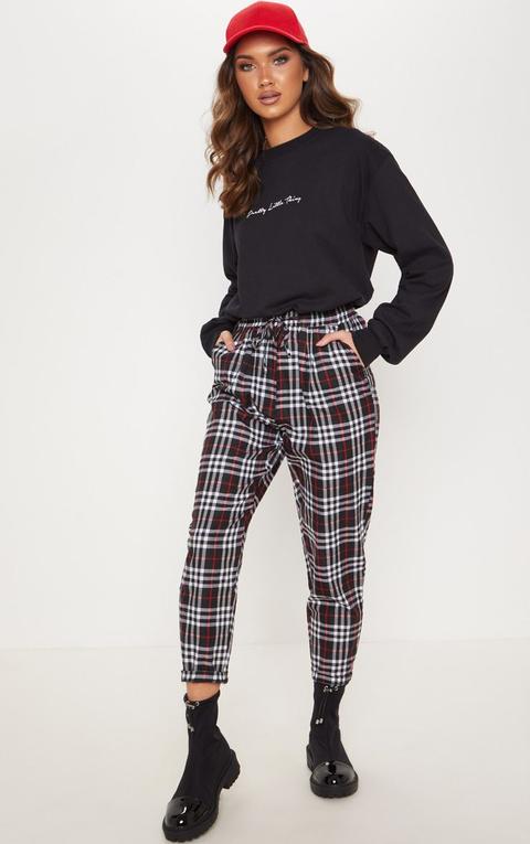 Black Checked Casual Trousers