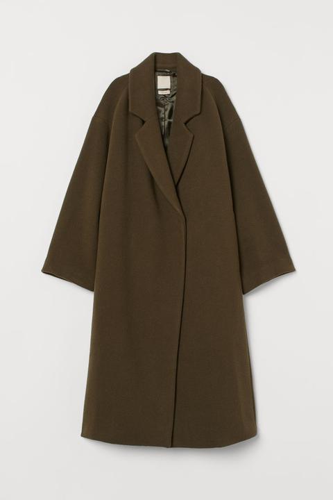 Manteau 7/8 En Laine Mélangée - Vert