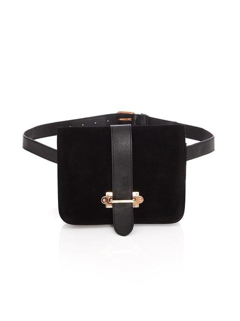 Black Buckle Belt Bag