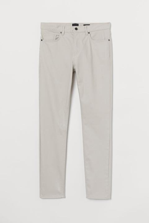 Pantalón De Sarga Skinny Fit - Beis