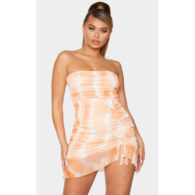 orange tie dye bodycon dress