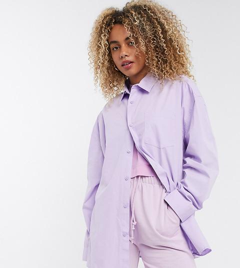 Camisa Unisex Extragrande De Manga Larga En Lila De Collusion-violeta