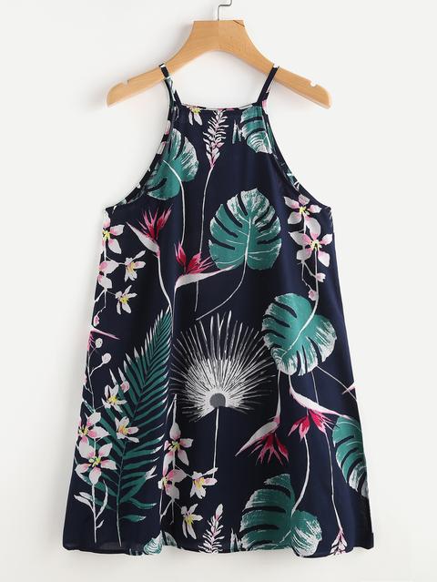 Vestido Con Estampado Tropical