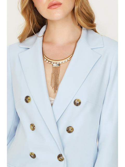 Blue Double Breasted Co-ord Tailored Jacket
