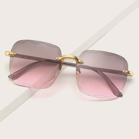 Rimless Square Frame Sunglasses