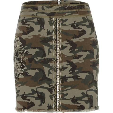 Khaki Green Camo Sequin Mini Skirt