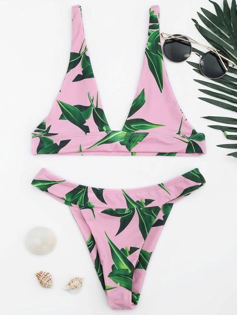 Leaf Print Bikini Set