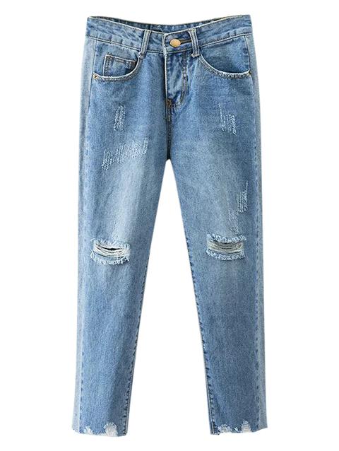 Cutoffs Ripped Tapered Jeans