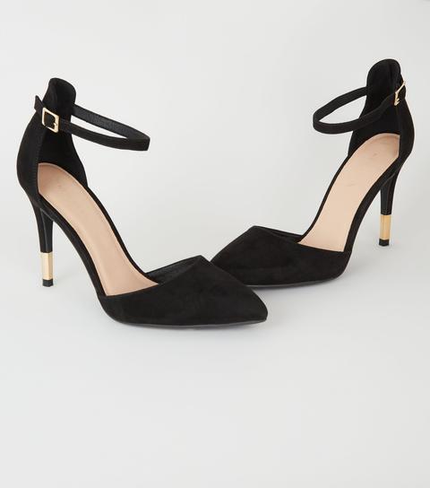 Black Suedette Ankle Strap Stiletto Courts New Look Vegan