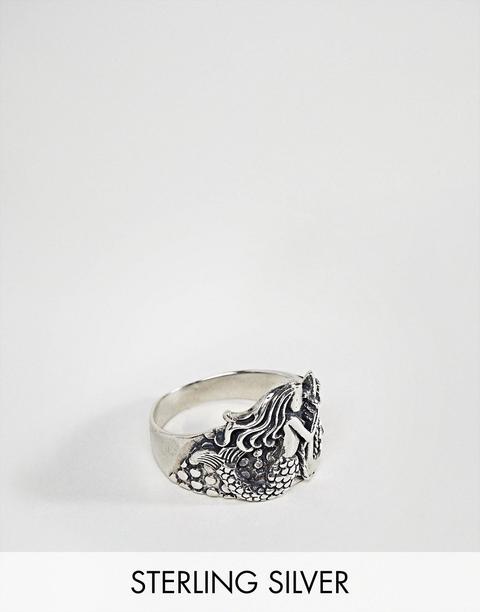 Anillo De Plata De Ley Con Diseño De Sirena De Asos