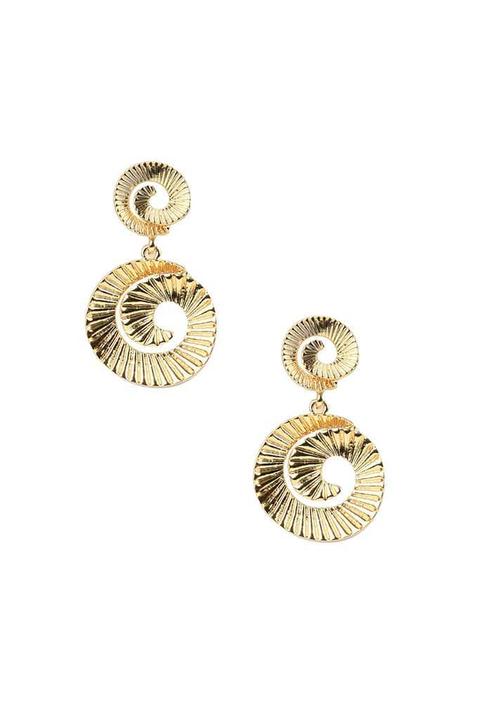 Gold Double Shell Drop Earrings