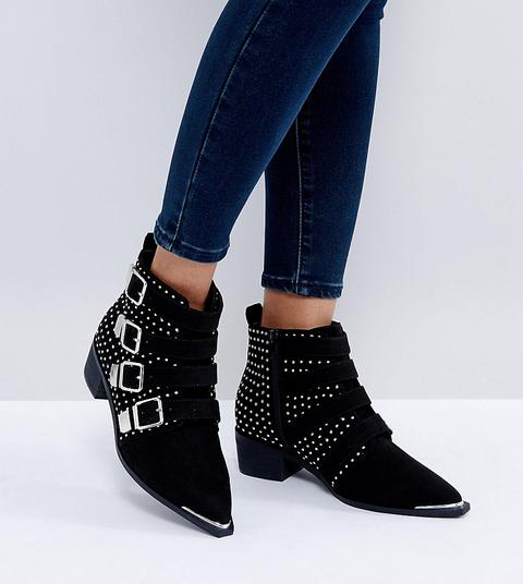 Botines De Corte Ancho Con Tachuelas Accept De Asos