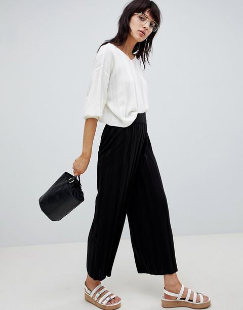 Asos Design - Gonna Pantalone In Maglia A Coste - Nero