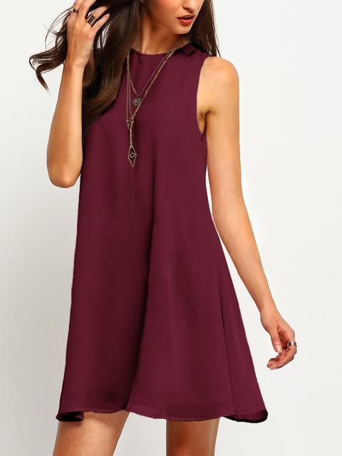 Buttoned Keyhole Back Flowy Dress