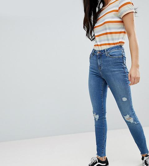 New Look Lift And Shape Jeans Skinny Sfrangiati Blu From Asos On 21 Buttons