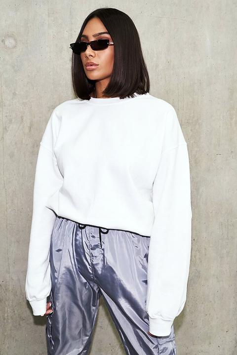 White Basic Ultimate Oversized Crew Neck Sweatshirt