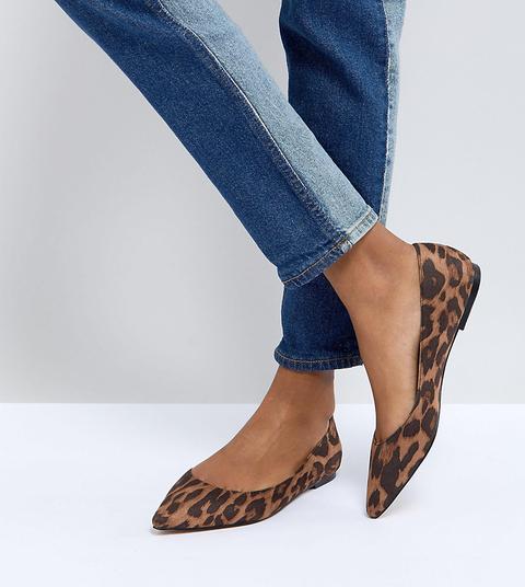 Asos Latch Pointed Ballet Flats In Leopard - Multicolore