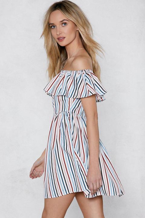 Give 'em The Shoulder Striped Dress