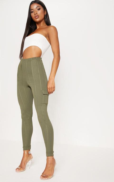 Khaki Bandage Pocket Detail Skinny Trouser