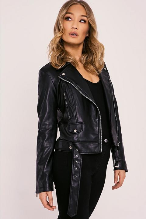 Salina Black Pu Biker Jacket