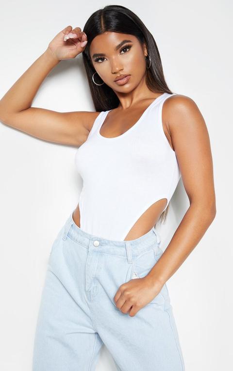 White Scoop Neck High Leg Bodysuit