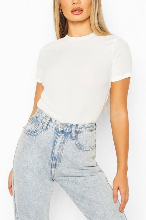 Womens Rib Tshirt - White - 10, White