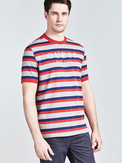 T-shirt Motivo A Righe Logo