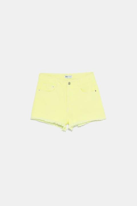 Shorts Denim Mid Rise Flúor