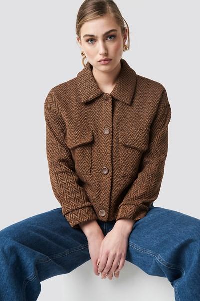 Mango Espiga Jacket - Brown