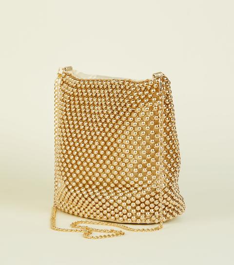 Gold Beaded Bucket Bag New Look from NEW LOOK on 21 Buttons