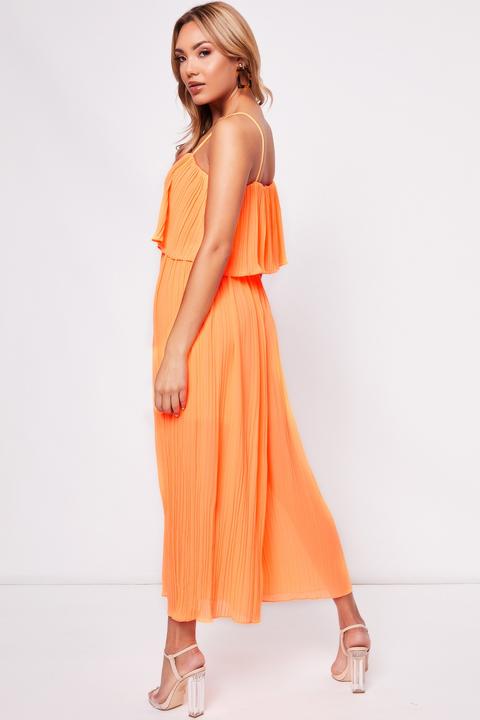 orange pleated jumpsuit