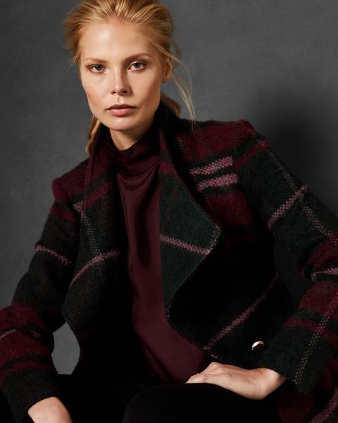 Check Midi Wrap Coat
