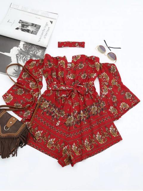 Romper Con Correa Floral Del Ahogador Red