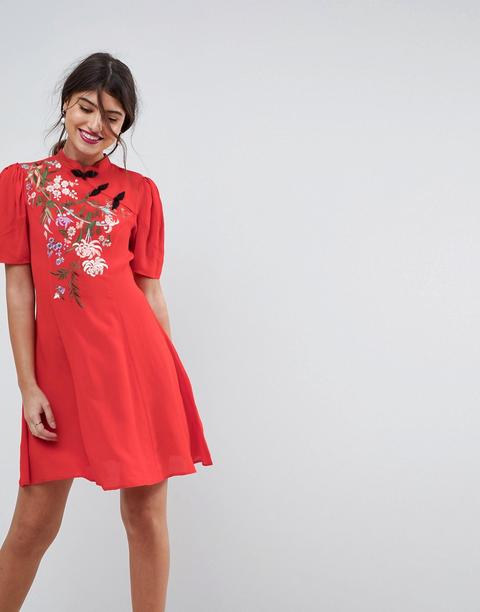 Minivestido Con Bordados Estilo Oriental De Asos