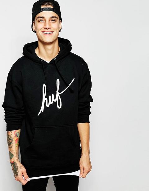 Huf - Demi - Felpa Con Scritta E Cappuccio - Nero