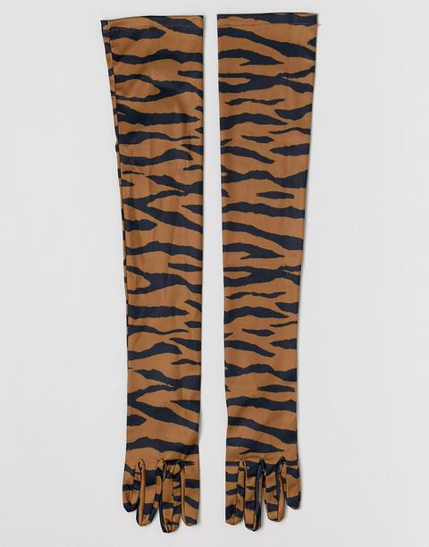 Guantes Por Encima Del Codo Con Diseño De Tigre De Asos Design-naranja