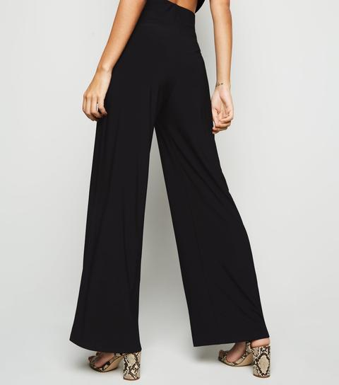 Black Side Split Flared Trousers | New Look