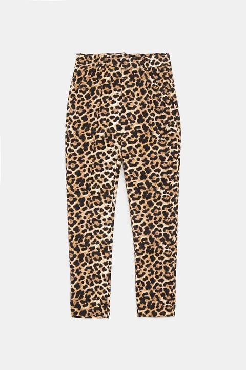 Pantaloni Modello Chino Con Stampa Animalier