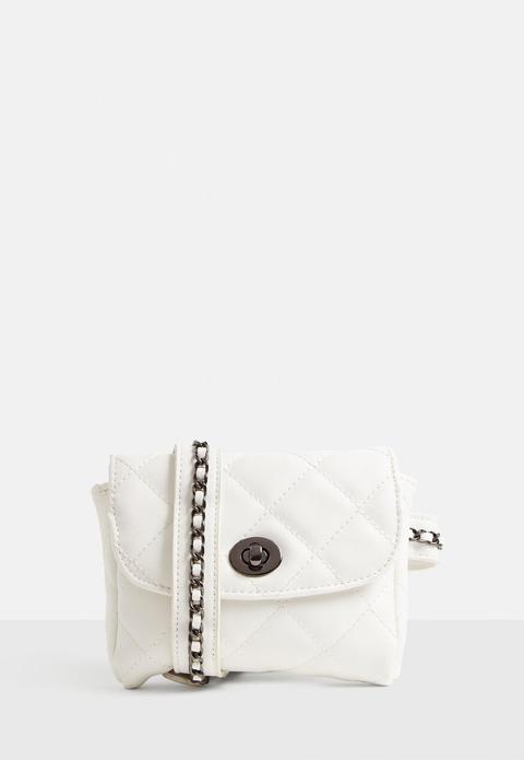 white chain bum bag