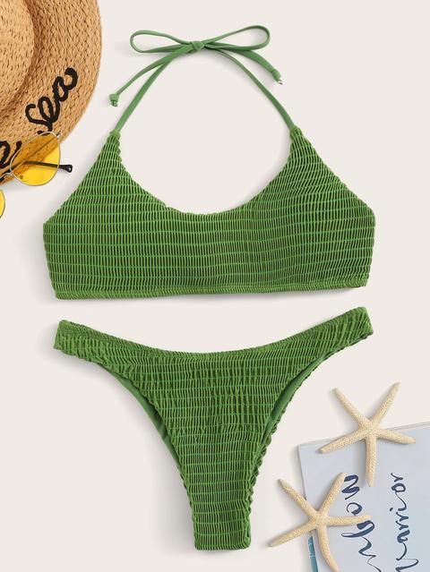 Bikini Halter Con Fruncido