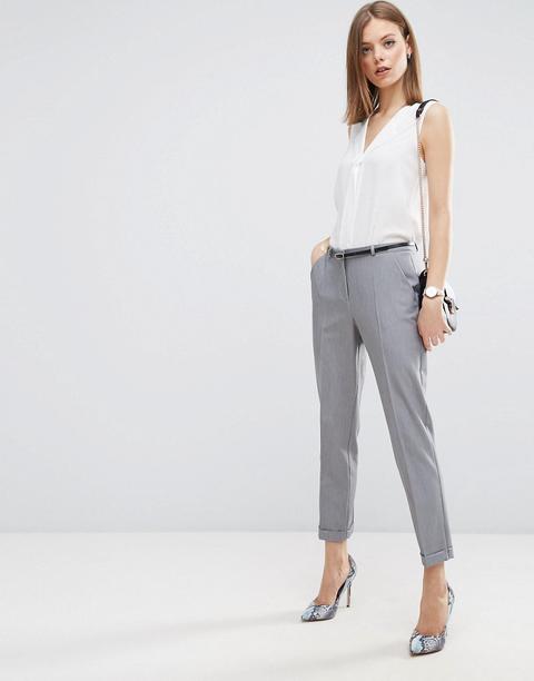 Asos The Slim Sartoriale - Pantaloni A Sigaretta Con Cintura - Grigio