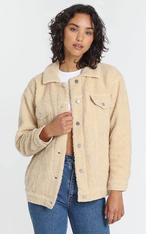 Future Faces Jacket In Beige Teddy