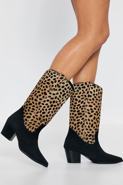 Womens To The West Of Your Knowledge Calf Leopard Suede Boots