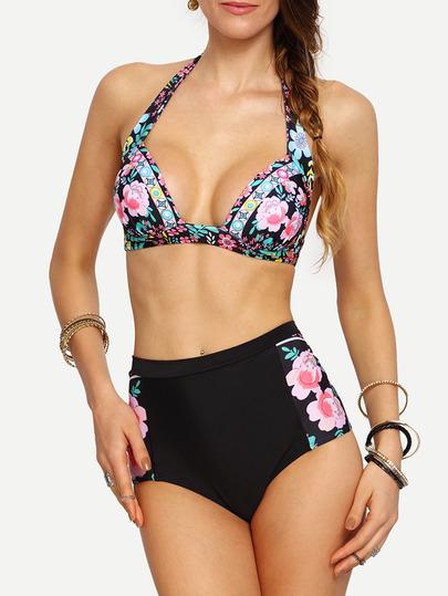 Bikini A Fiori Vita Alta