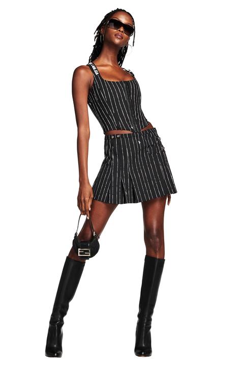 Heather Skirt - Black Pinstripe from I Am Gia on 21 Buttons