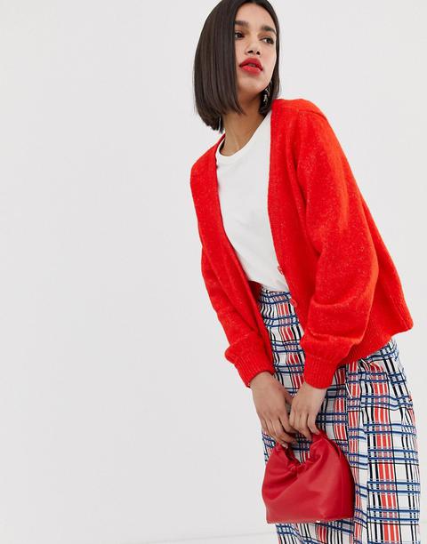 Vero Moda - Cardigan Con Bottoni - Rosso