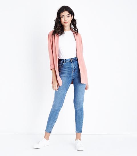 Pink Crepe Blazer New Look